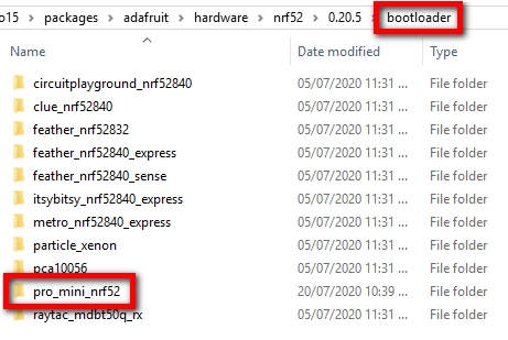 Adafruit nRF52 Arduino BSP Bootloader Directory: Showing Updates