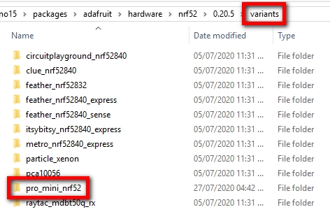 Adafruit nRF52 Arduino BSP Variants Directory: Showing Updates