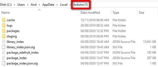 Arduino Directory Displayed After Clicking Preferences Link