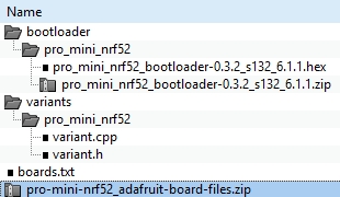 Pro Mini nRF52 Board Files - ZIP Archive Contents