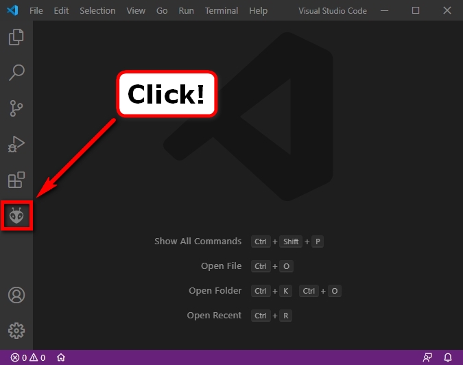 Visual Studio Code: PlatformIO Extension Button