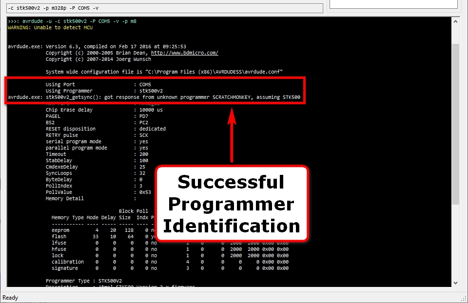 AVRDUDESS: Successful Programmer Identification