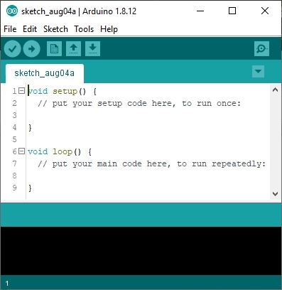Arduino IDE: When you first launch the application.